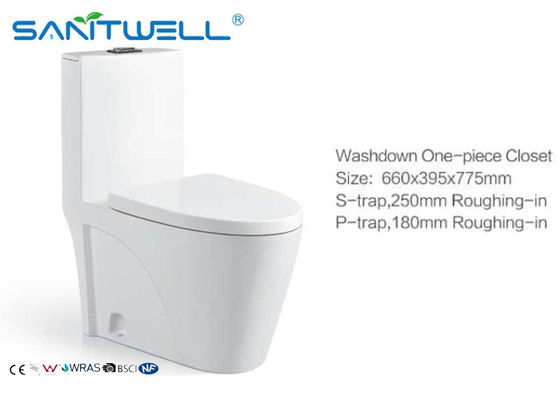 Modern washdown toilet Round high P trap 180mm ,  white one piece ceramic toilet