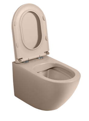 Modern New Mink Color Ceramic Rimless Washdown P Trap Wall Hung Toilet