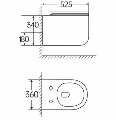 Modern  Washdown New Trend Tornado Flush P Trap Wall Mounted Toilet