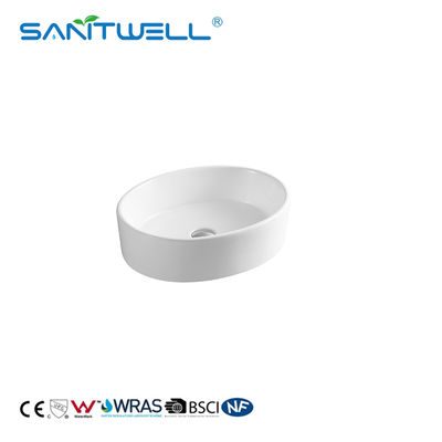 CE Ceramic Oval Shape Hand Wash Basin White Color Bathroom Sink