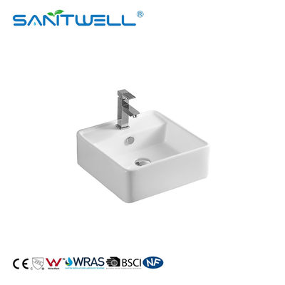 High Quality Square Ceramic Above Counter Hand Wash Basin with Overflow Hole