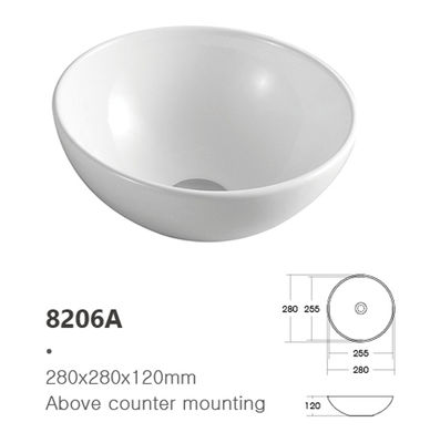 Modern Round Bowl Shape Above Counter Mounting Ceramic Washbasin