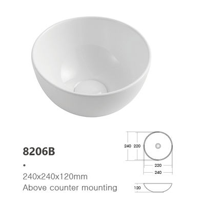 Smooth Surface Small Round Porcelain Counter Top Ceramic Washbasin
