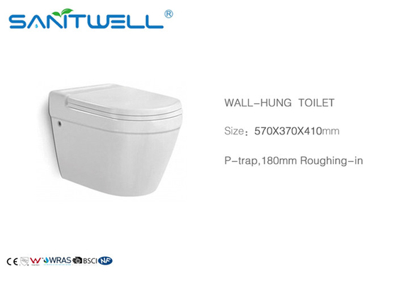 White Wall Mounted Commode Toilet 570*370*410 Mm With Upc Certificated