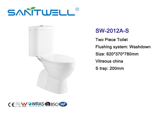 Chaozhou Close Coupled S Trap Toilet / Floor Standing Wc Ceramic Material 620 * 370 * 780mm