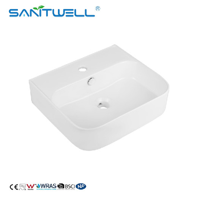 China Suppliers Sanitary Ware Square Shape White Above Counter Basin Bathroom Ceramic Basin With Overflow