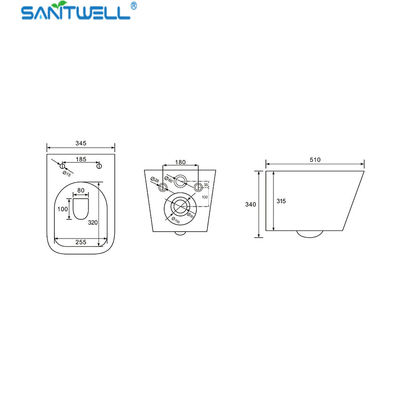 Sanitwell SWJ0525 Bathroom wc white toilet bowl rimless flush