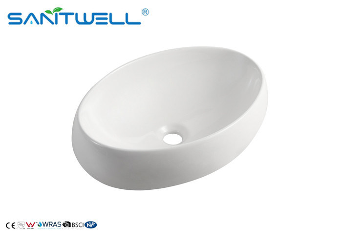 Egg Shaped Ceramic Art Basin Commercial Ceramic Basin Sink Bowl White Color